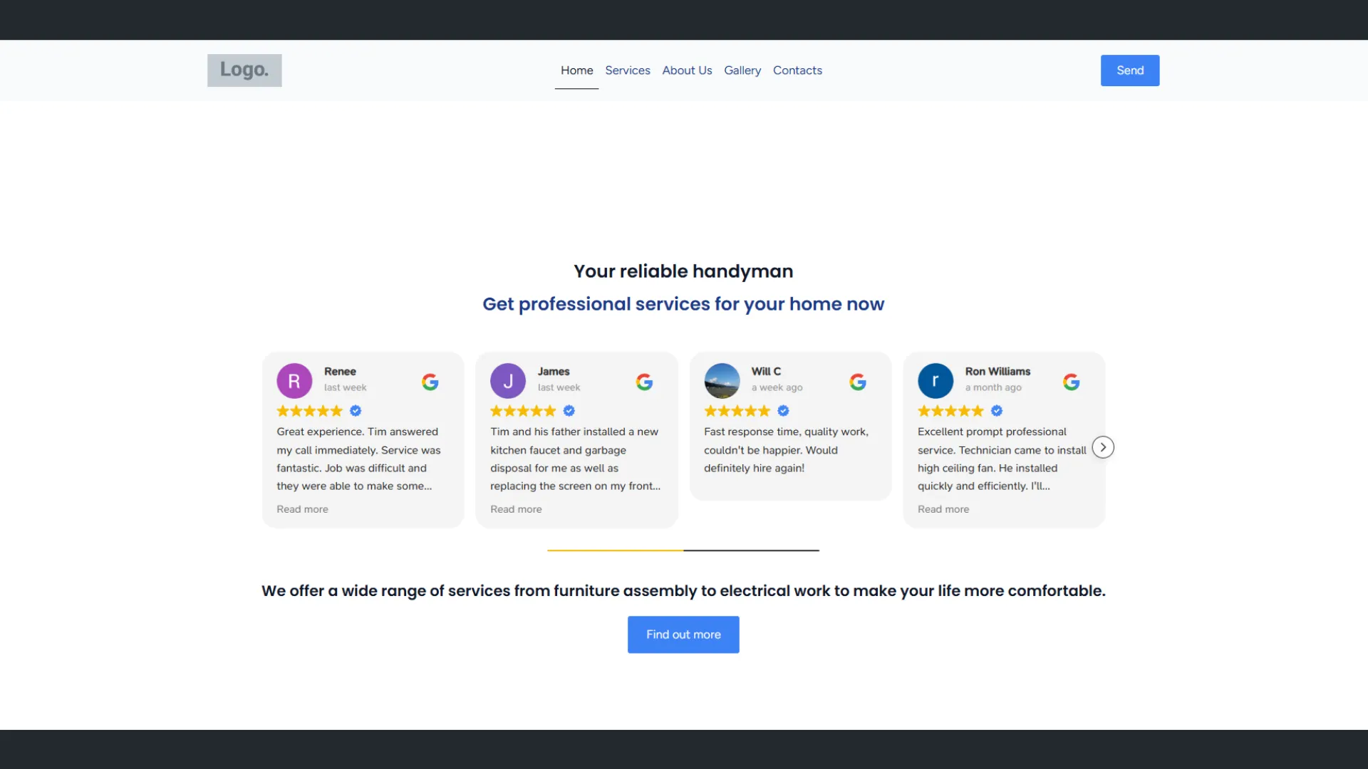 Strix Google Reviews — Minimal 4 slider style